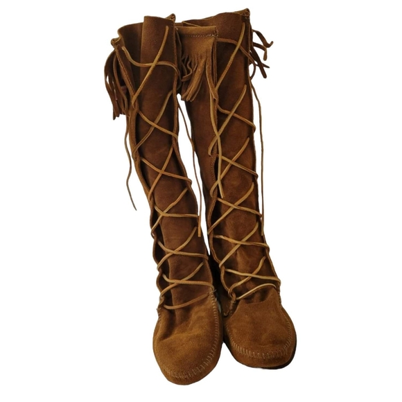 Minnetonka Lace Up Moccasin Boots Size 10 - Picture 3 of 7